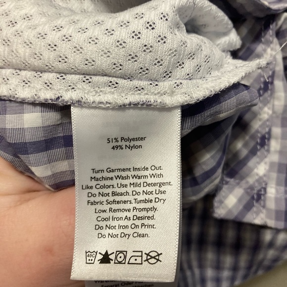 Eddie Bauer ladies purple plaid button down top - Picture 3 of 4